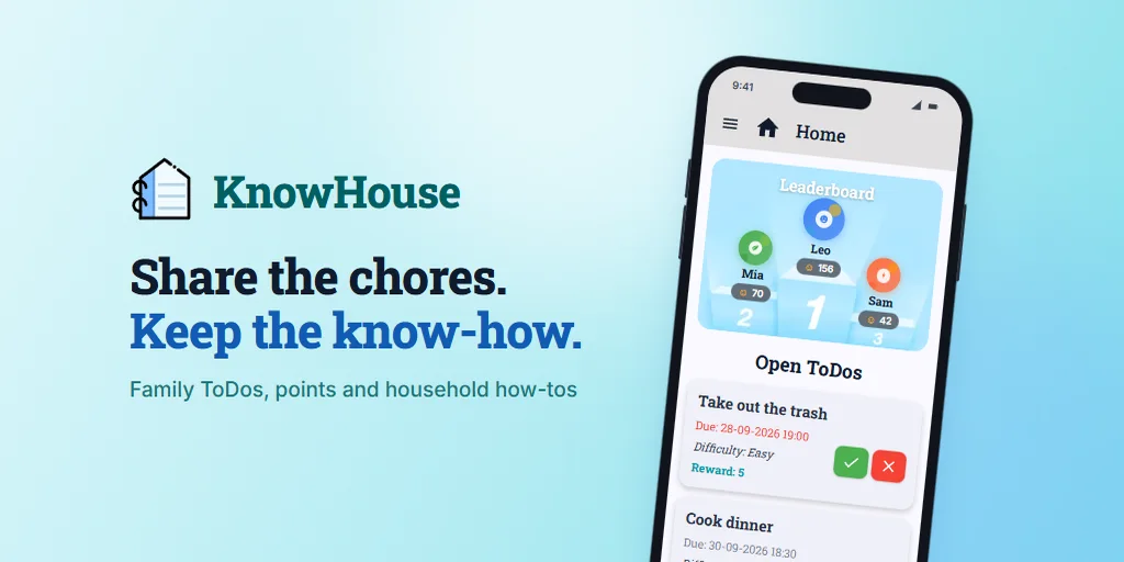 KnowHouse banner: share the chores, keep the know-how